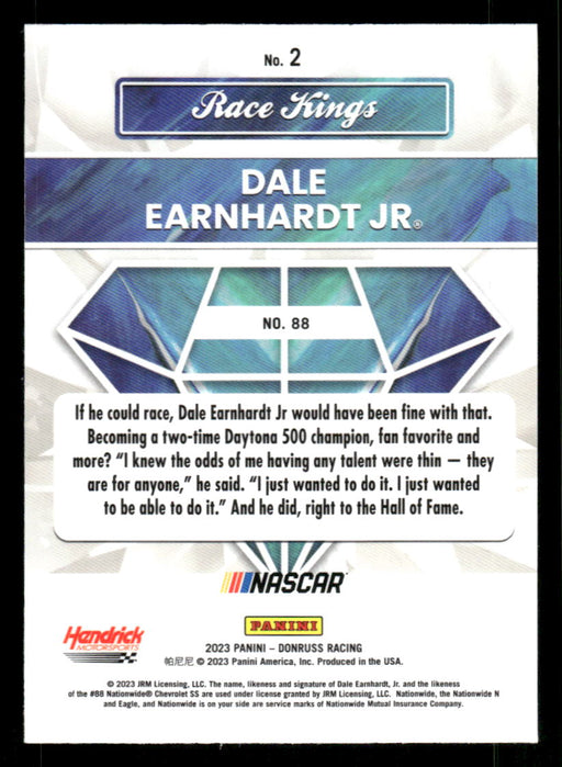 Dale Earnhardt Jr 2023 Panini Donruss Racing Opitc Race Kings Back of Card