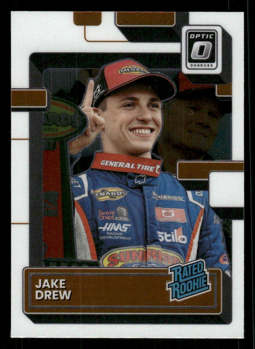 Jake Drew 2023 Panini Donruss Racing Optic Rated Rookie Front of Card