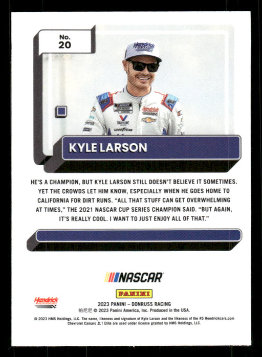 Kyle Larson 2023 Panini Donruss Racing Optic Back of Card