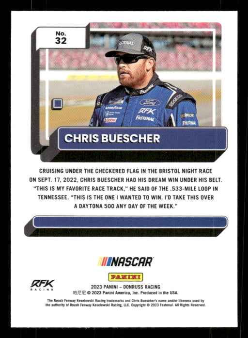 Chris Buescher 2023 Panini Donruss Racing Optic Back of Card