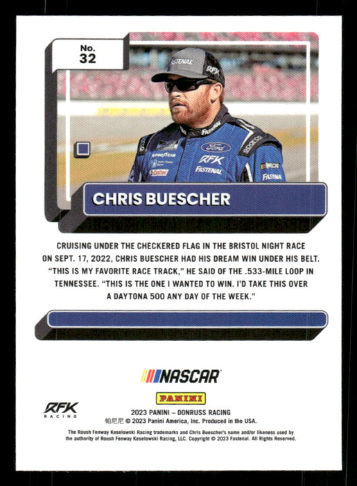 Chris Buescher 2023 Panini Donruss Racing Optic Back of Card