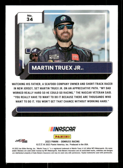 Martin Truex Jr. 2023 Panini Donruss Racing Optic Back of Card