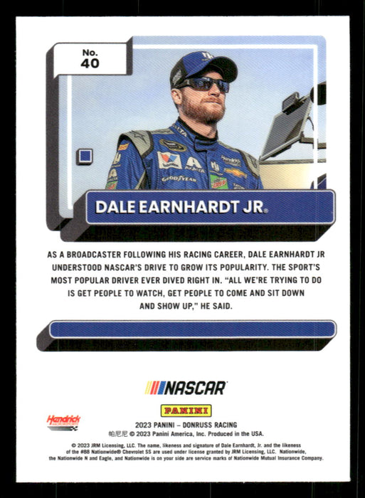 Dale Earnhardt Jr 2023 Panini Donruss Racing Optic Back of Card