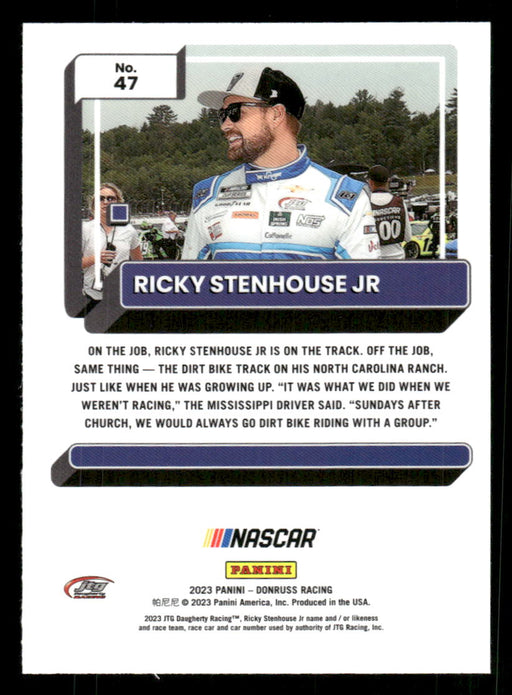 Ricky Stenhouse Jr 2023 Panini Donruss Racing Optic Back of Card