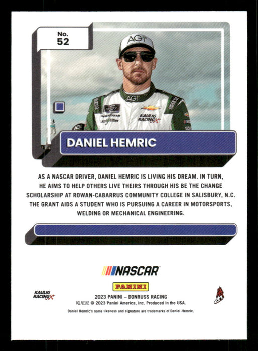 Daniel Hemric 2023 Panini Donruss Racing Optic Back of Card
