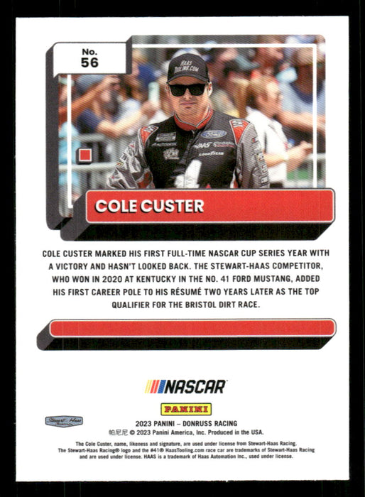 Cole Custer 2023 Panini Donruss Racing Optic Back of Card