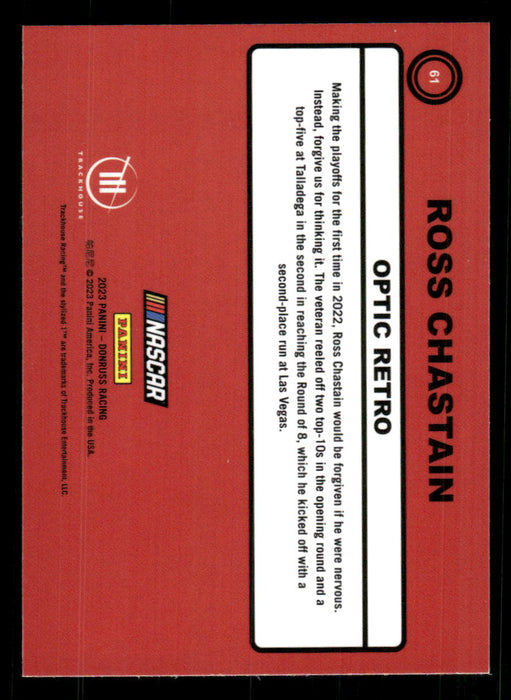 Ross Chastain 2023 Panini Donruss Racing Optic Retro 1990 Back of Card