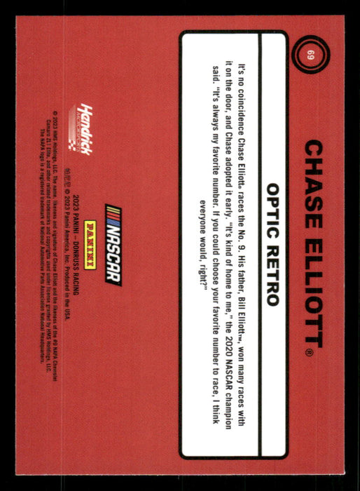 Chase Elliott 2023 Panini Donruss Racing Optic Retro 1990 Back of Card