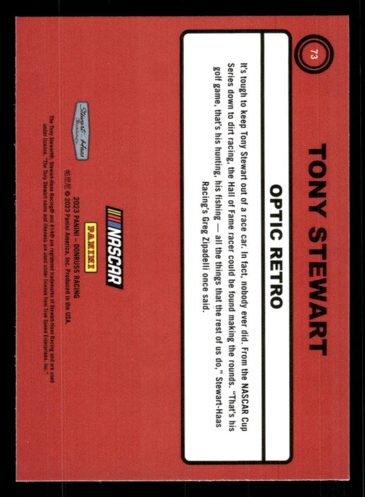 Tony Stewart 2023 Panini Donruss Racing Optic Retro 1990 Back of Card