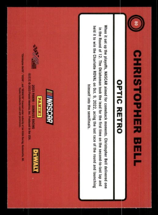 Christopher Bell 2023 Panini Donruss Racing Optic Retro 1990 Back of Card