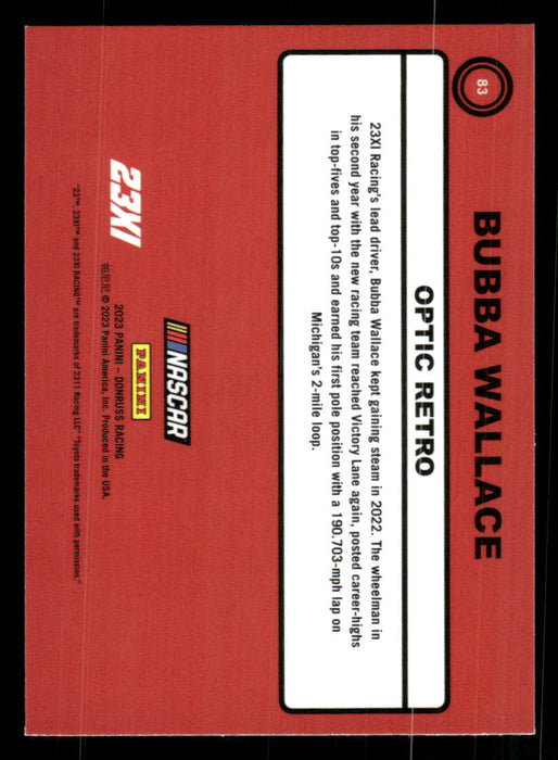 Bubba Wallace 2023 Panini Donruss Racing Optic Retro 1990 Back of Card