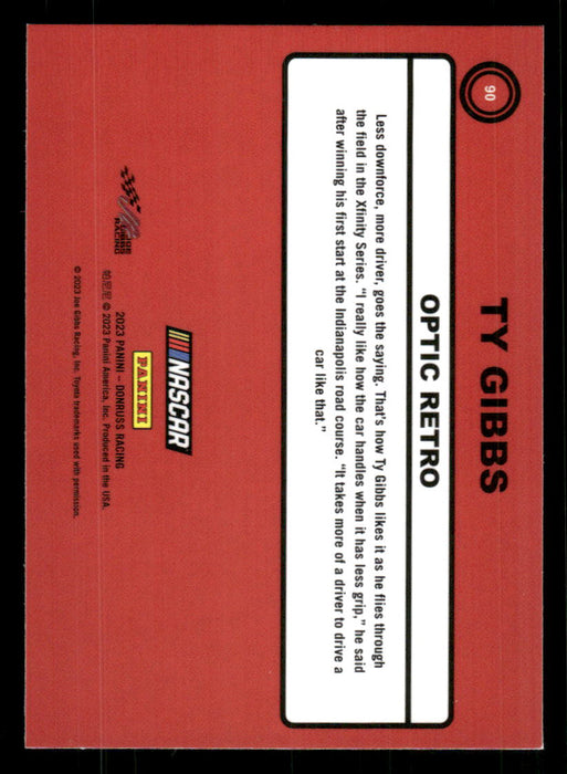 Ty Gibbs 2023 Panini Donruss Racing Optic Retro 1990 Back of Card