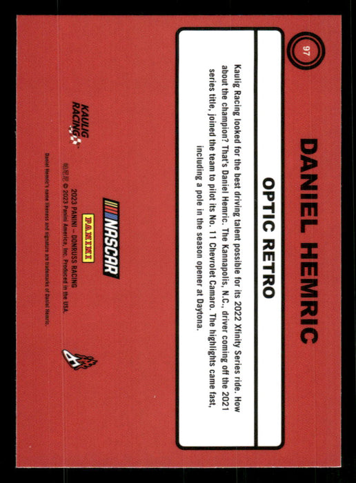 Daniel Hemric 2023 Panini Donruss Racing Optic Retro 1990 Back of Card