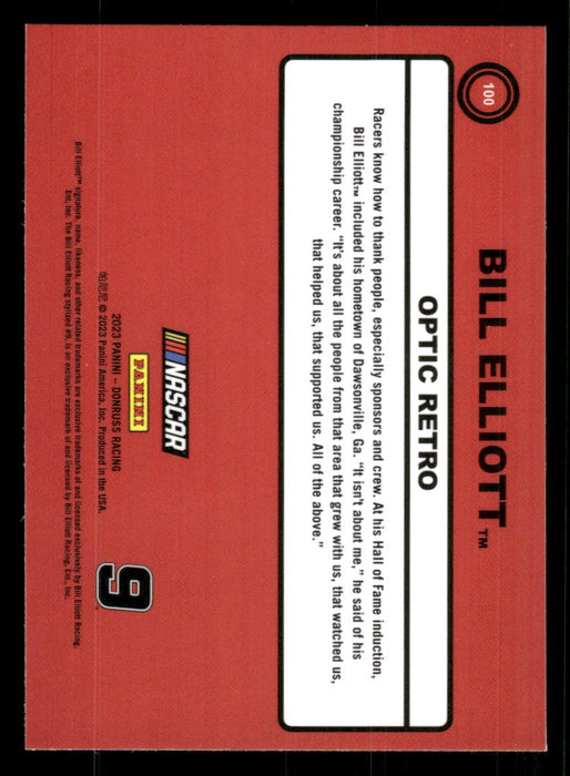 Bill Elliott 2023 Panini Donruss Racing Optic Retro 1990 Back of Card