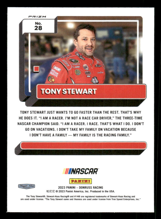 Tony Stewart 2023 Panini Donruss Racing Holo Optic Back of Card
