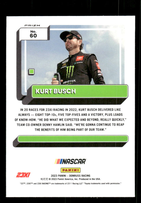 Kurt Busch 2023 Panini Donruss Racing Holo Optic Back of Card