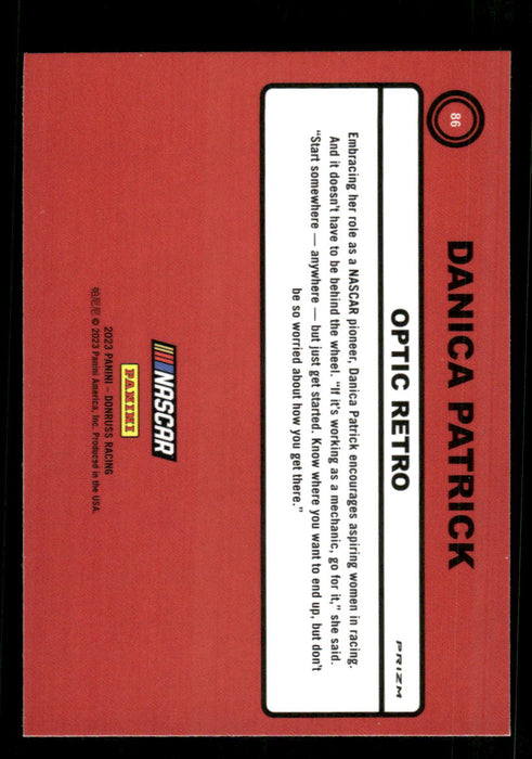 Danica Patrick 2023 Panini Donruss Racing Holo Optic Retro 1990 Back of Card