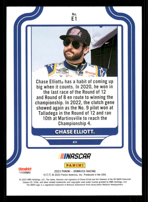 Chase Elliott 2023 Panini Donruss Racing Elite Series Back of Card