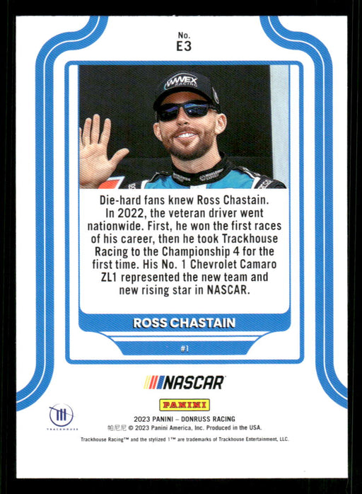 Ross Chastain 2023 Panini Donruss Racing Elite Series Back of Card