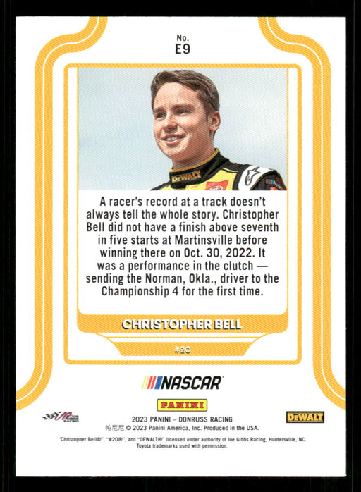 Christopher Bell 2023 Panini Donruss Racing Elite Series Back of Card