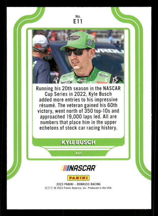 Kyle Busch 2023 Panini Donruss Racing Elite Series Back of Card