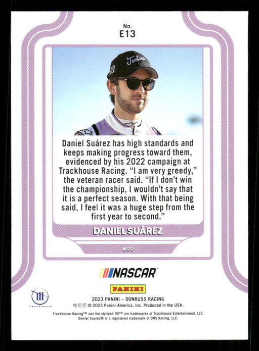 Daniel Suarez 2023 Panini Donruss Racing Elite Series Back of Card