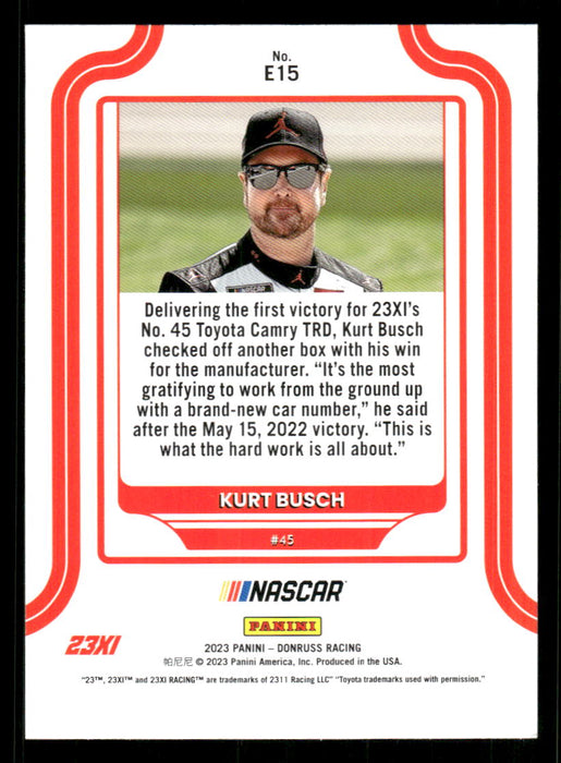 Kurt Busch 2023 Panini Donruss Racing Elite Series Back of Card