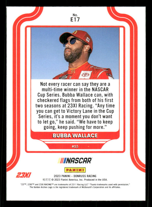 Bubba Wallace 2023 Panini Donruss Racing Elite Series Back of Card