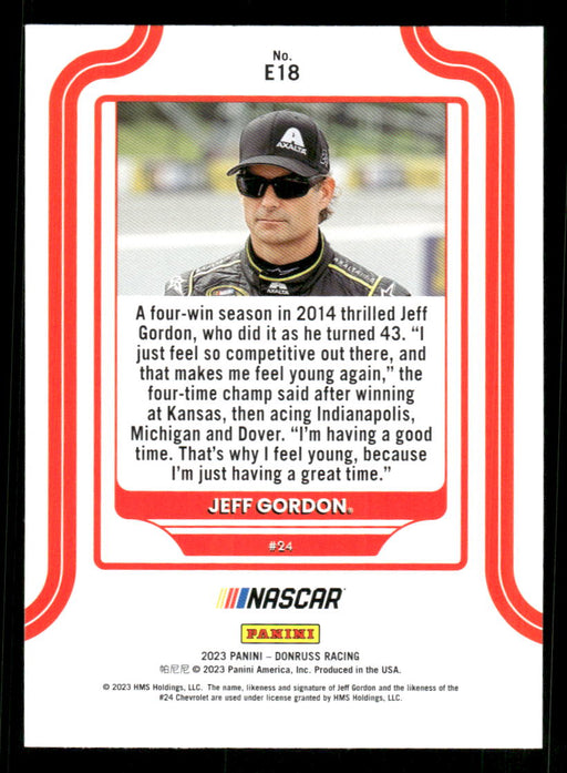 Jeff Gordon 2023 Panini Donruss Racing Elite Series Back of Card