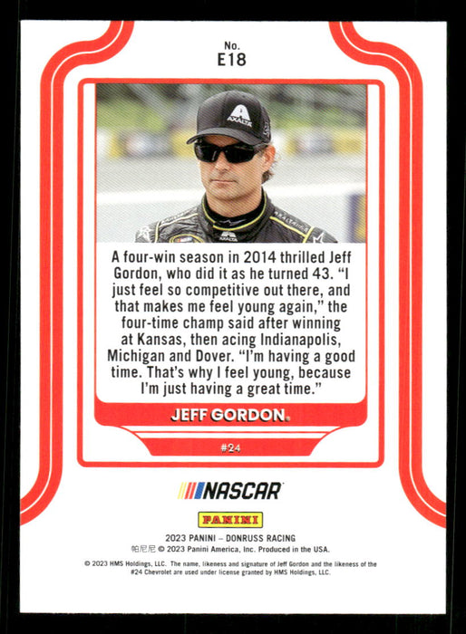 Jeff Gordon 2023 Panini Donruss Racing Elite Series Back of Card