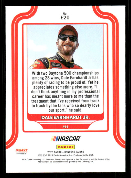 Dale Earnhardt Jr 2023 Panini Donruss Racing Elite Series Back of Card