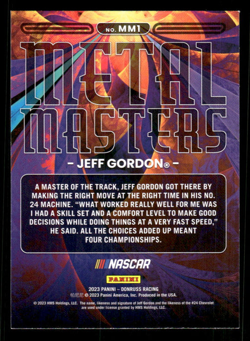Jeff Gordon 2023 Panini Donruss Racing Metal Masters Back of Card
