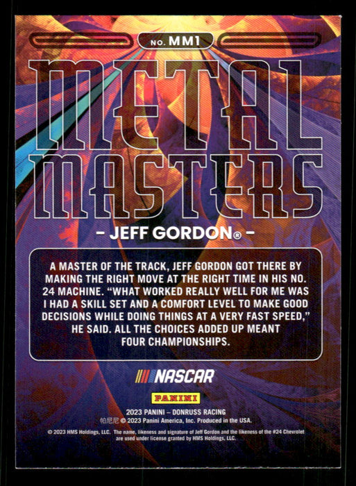 Jeff Gordon 2023 Panini Donruss Racing Metal Masters Back of Card
