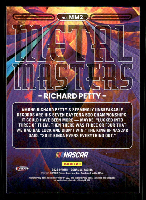 Richard Petty 2023 Panini Donruss Racing Metal Masters Back of Card