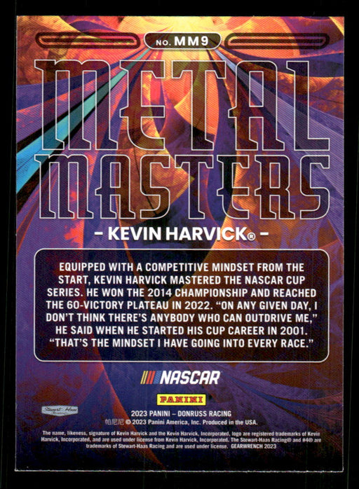 Kevin Harvick 2023 Panini Donruss Racing Metal Masters Back of Card