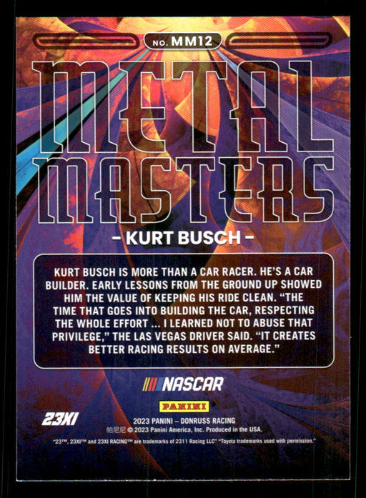 Kurt Busch 2023 Panini Donruss Racing Metal Masters Back of Card