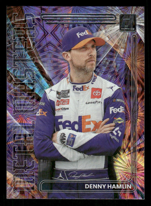 Denny Hamlin 2023 Panini Donruss Racing Metal Masters Front of Card