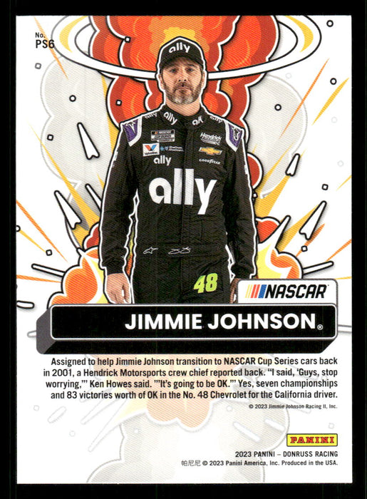 Jimmie Johnson 2023 Panini Donruss Racing Power Squad Back of Card