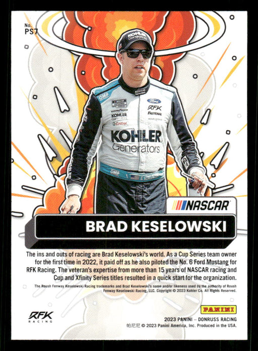 Brad Keselowski 2023 Panini Donruss Racing Power Squad Back of Card