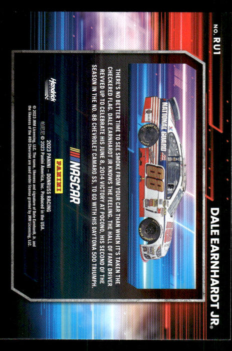 Dale Earnhardt Jr 2023 Panini Donruss Racing Revved Up Back of Card