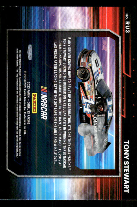 Tony Stewart 2023 Panini Donruss Racing Revved Up Back of Card