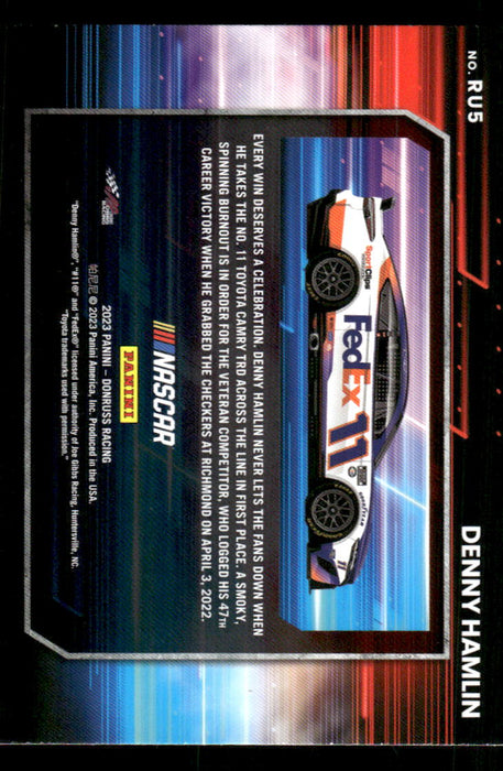 Denny Hamlin 2023 Panini Donruss Racing Revved Up Back of Card