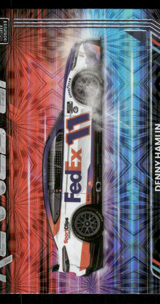 Denny Hamlin 2023 Panini Donruss Racing Revved Up Front of Card