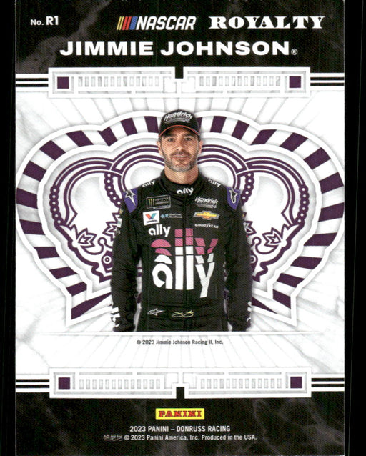 Jimmie Johnson 2023 Panini Donruss Racing Royalty Back of Card