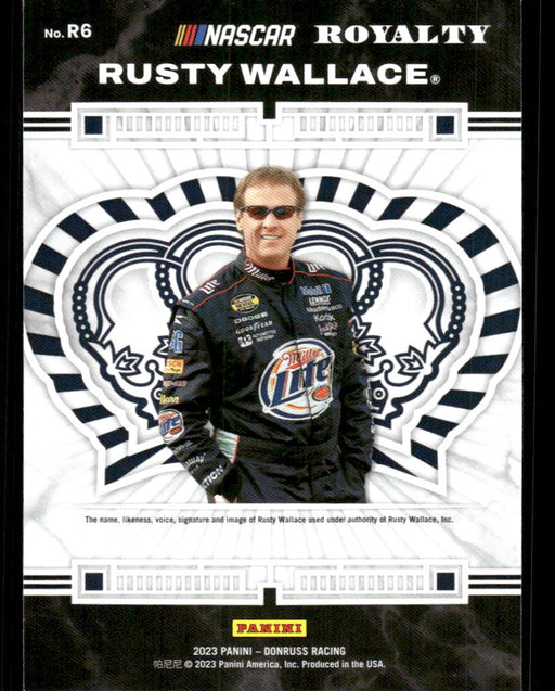 Rusty Wallace 2023 Panini Donruss Racing Royalty Back of Card