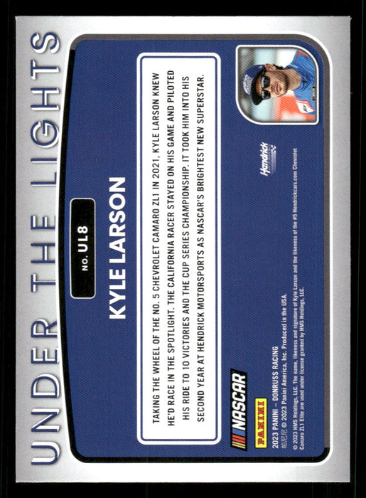 Kyle Larson 2023 Panini Donruss Racing Under The Lights Back of Card