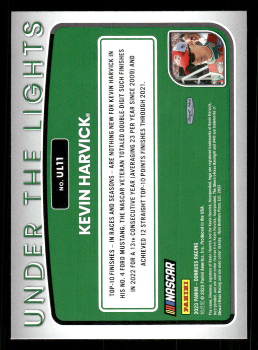 Kevin Harvick 2023 Panini Donruss Racing Under The Lights Back of Card