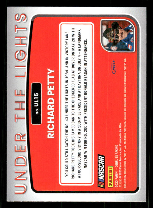 Richard Petty 2023 Panini Donruss Racing Under The Lights Back of Card