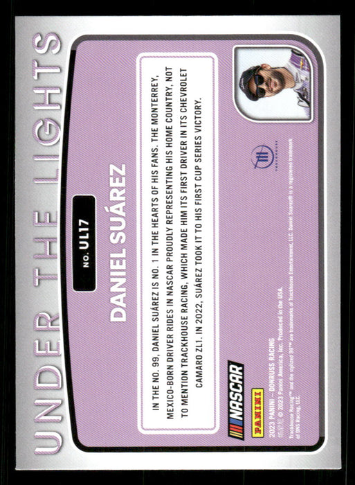Daniel Suarez 2023 Panini Donruss Racing Under The Lights Back of Card