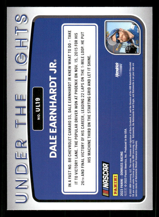 Dale Earnhardt Jr 2023 Panini Donruss Racing Under The Lights Back of Card